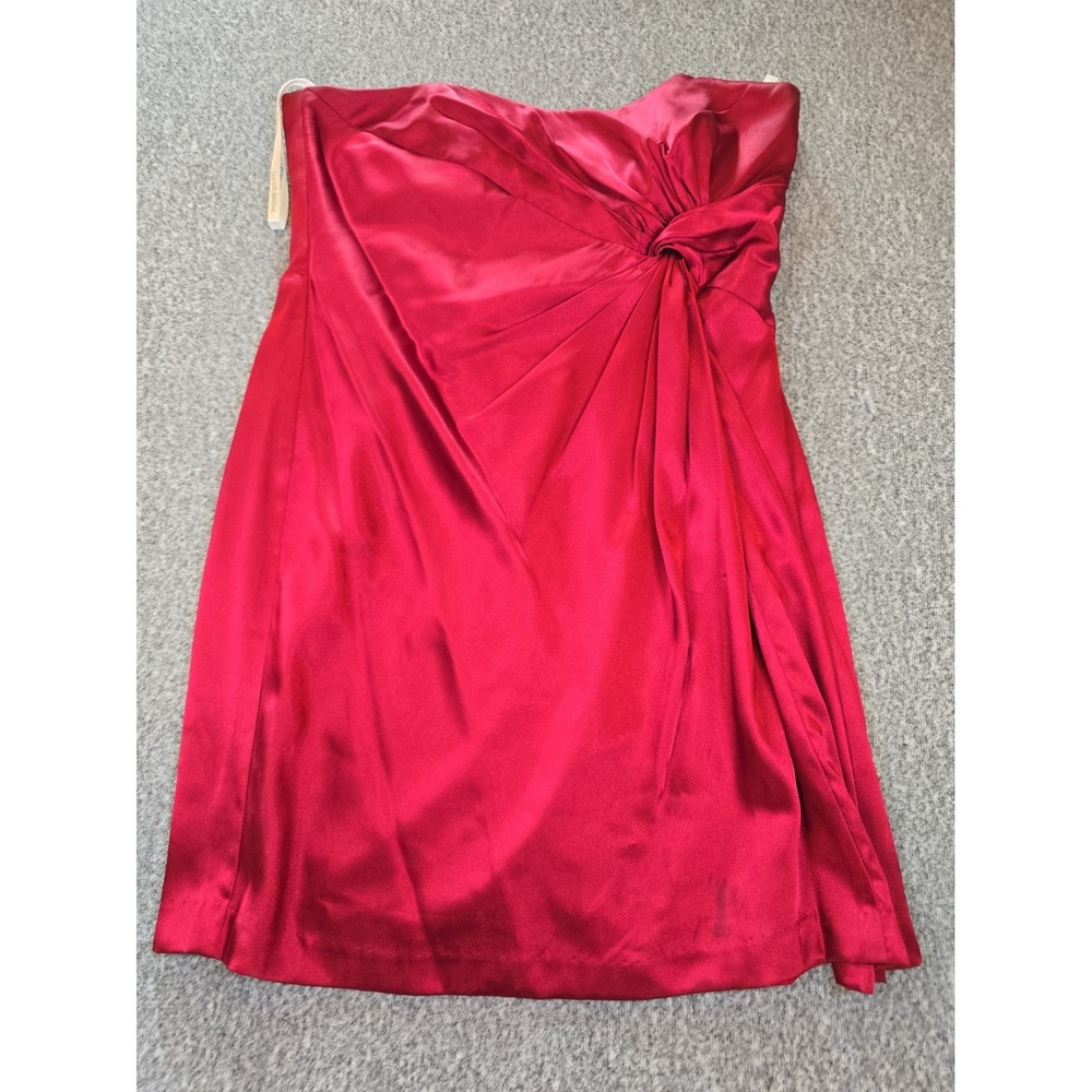 David's Bridal Red/Cherry Strapless Bridesmaid Mini Dress Size 14